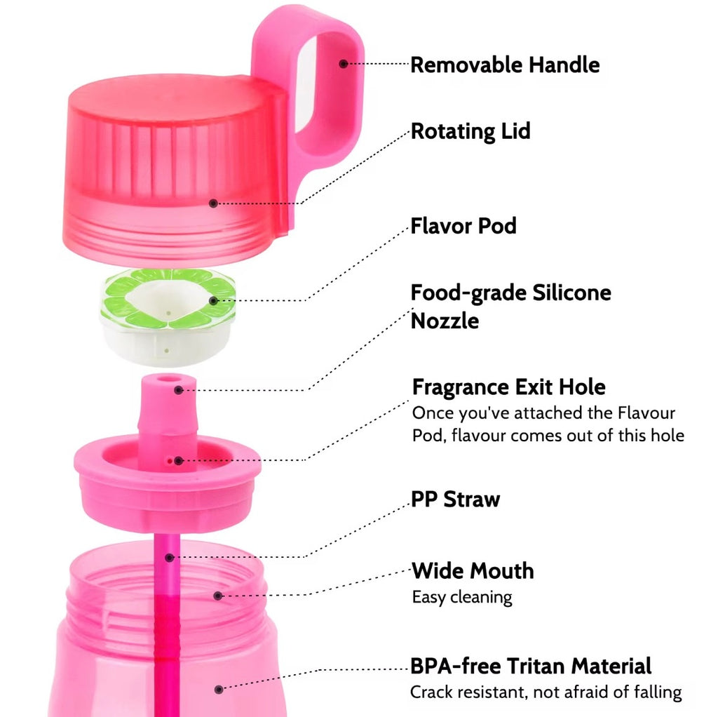 H2O Scented Water Bottle, Pink + 3 Free Pods